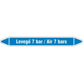 Levegő 7 bar csőjelölő matrica - erős tapadású - 150x12mm