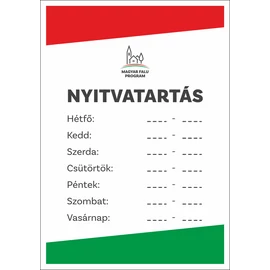 Kisboltok nyitvatartás tábla - kitölthető - Magyar Falu Program