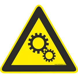 Forgó alkatrészekre figyelmeztető jelzés – matrica