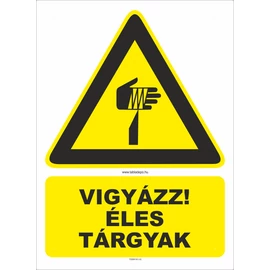 Vigyázz! Éles tárgyak matrica